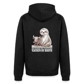 Taurus Zodiac Sign Sloth - Unisex Premium Organic Zip Hoodie - black - Back - Nico (187cm)