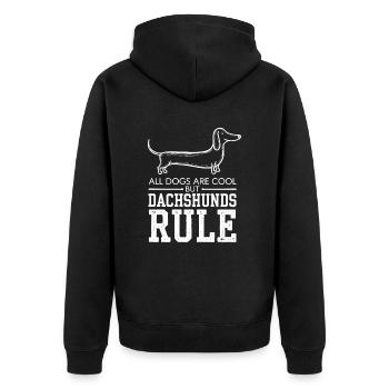 Alle Hunde Sind Cool Aber Dackel Regieren - Unisex Premium Bio Zip Hoodie - Schwarz - Hinten - Nico (187cm)