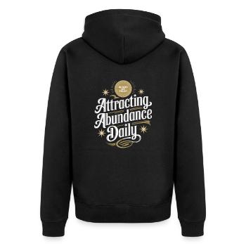 Manifester l’abondance au quotidien, attirer, Citation - Veste à capuche bio Premium Unisexe - noir - Dos - Nico (187cm)
