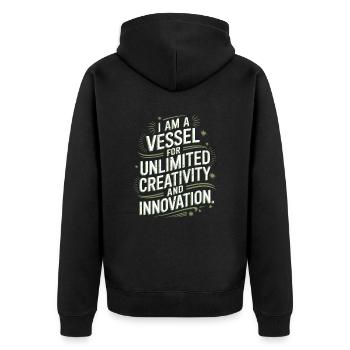 Je suis un réceptacle pour une créativité et une créativité illimitées. - Veste à capuche bio Premium Unisexe - noir - Dos - Nico (187cm)