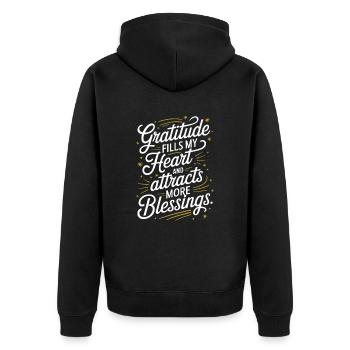 La gratitude remplit mon cœur et attire plus de bénédictions - Veste à capuche bio Premium Unisexe - noir - Dos - Nico (187cm)