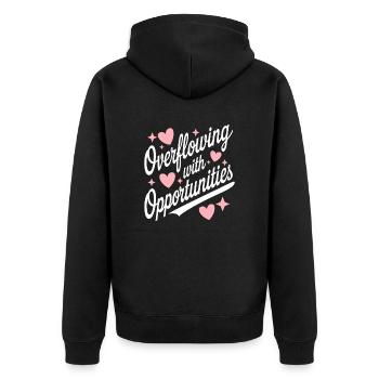 Abundance of Possibilities Manifest Quote - Unisex Premium Organic Zip Hoodie - black - Back - Nico (187cm)