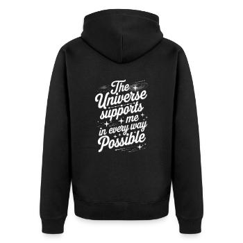 L’univers me soutient de toutes les manières - Veste à capuche bio Premium Unisexe - noir - Dos - Nico (187cm)
