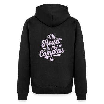 Cancer Zodiac Sign: My Heart Is My Compass - Unisex Premium Organic Zip Hoodie - black - Back - Nico (187cm)