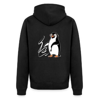 Oeuvre de calligraphie pingouin avec des lunettes - Veste à capuche bio Premium Unisexe - noir - Dos - Nico (187cm)