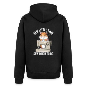 sew so little time to do so much - Unisex Premium Organic Zip Hoodie - black - Back - Nico (187cm)