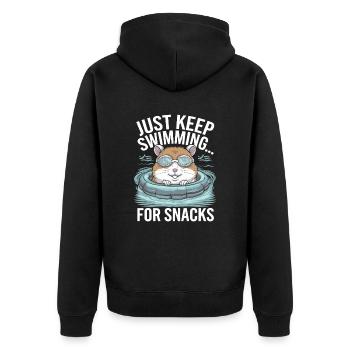 Un hamster nage pour se grignoter - Just Keep Swimming - Veste à capuche bio Premium Unisexe - noir - Dos - Nico (187cm)