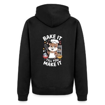 Süße Bäckerei: Backe Bis Du Es Schaffst - Unisex Premium Bio Zip Hoodie - Schwarz - Hinten - Nico (187cm)
