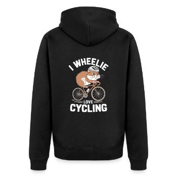I Love Cycling Hamster Funny Bicycle Motif - Unisex Premium Organic Zip Hoodie - black - Back - Nico (187cm)