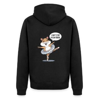 Ballet des hamsters : Je ne peux pas m’arrêter, je suis - Veste à capuche bio Premium Unisexe - noir - Dos - Nico (187cm)