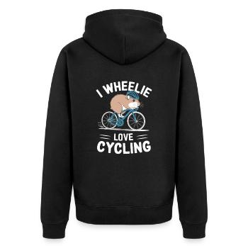 I Wheelie Love Cyclisme Hamster Motif - Veste à capuche bio Premium Unisexe - noir - Dos - Nico (187cm)