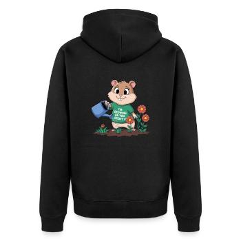 Ich Wachse Auf Dir, Oder? - Unisex Premium Bio Zip Hoodie - Schwarz - Hinten - Nico (187cm)