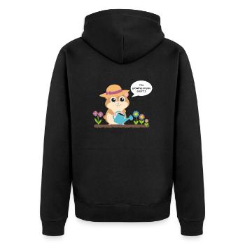 Croissance du hamster avec arrosoir dans le jardin - Veste à capuche bio Premium Unisexe - noir - Dos - Nico (187cm)