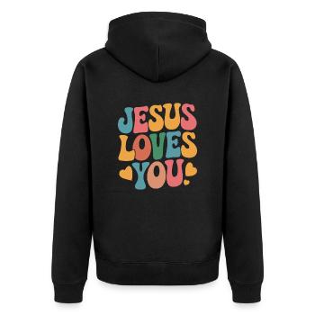 Jésus t’aime en disant chrétien - Veste à capuche bio Premium Unisexe - noir - Dos - Nico (187cm)