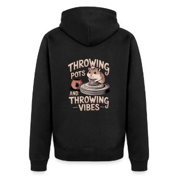 Töpferlustiger Hamster: Töpfe und Vibes Werfen - Unisex Premium Bio Zip Hoodie - Schwarz - Hinten - Nico (187cm)