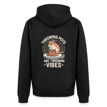 Pottery and good mood with Gerbil - Unisex Premium Organic Zip Hoodie - black - Back - Nico (187cm)