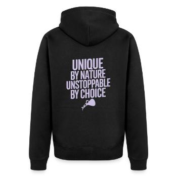 Wassermann Sternzeichen Einzigartig von Natur aus - Unisex Premium Bio Zip Hoodie - Schwarz - Hinten - Nico (187cm)