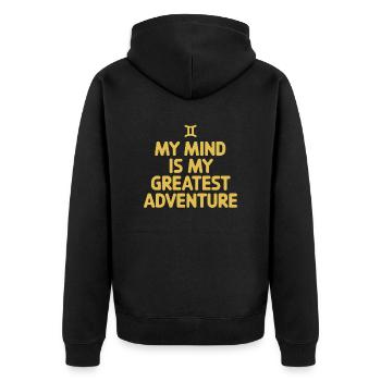 Gemini Zodiac Sign: My Spirit Is Mine - Unisex Premium Organic Zip Hoodie - black - Back - Nico (187cm)