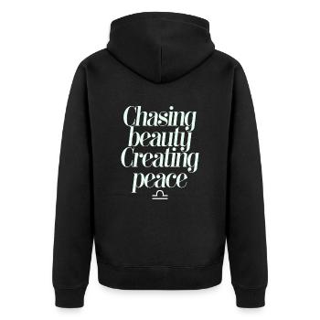 Libra Zodiac Sign: Seeking Beauty, Peace - Unisex Premium Organic Zip Hoodie - black - Back - Nico (187cm)