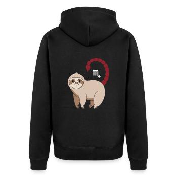 Skorpion Sternzeichen Faultier mit Symbol - Unisex Premium Bio Zip Hoodie - Schwarz - Hinten - Nico (187cm)