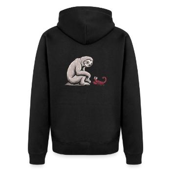 Scorpio Zodiac Sloth Illustration - Unisex Premium Organic Zip Hoodie - black - Back - Nico (187cm)