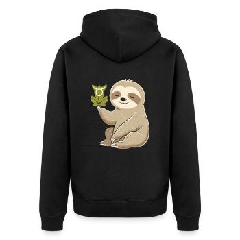 Cozy bull zodiac sloth with leaf - Unisex Premium Organic Zip Hoodie - black - Back - Nico (187cm)