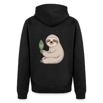 Confortable Taureau Zodiaque paresseux avec feuille - Veste à capuche bio Premium Unisexe - noir - Dos - Nico (187cm)
