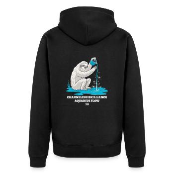 Aquarius Zodiac Sign Sloth Channeling - Unisex Premium Organic Zip Hoodie - black - Back - Nico (187cm)