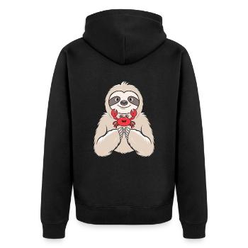 Signe du zodiaque Cancer Paresseux Câlins Crabe - Veste à capuche bio Premium Unisexe - noir - Dos - Nico (187cm)