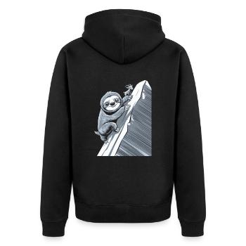 Steinbock-Zodiak Faultier Am Berg - Unisex Premium Bio Zip Hoodie - Schwarz - Hinten - Nico (187cm)
