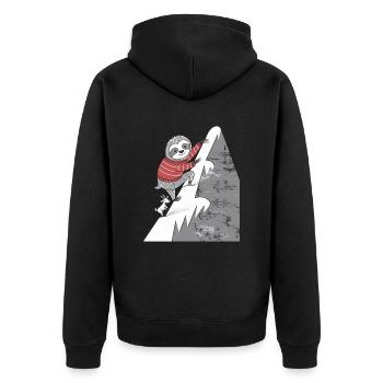 Capricorn zodiac sloth climbs the mountain - Unisex Premium Organic Zip Hoodie - black - Back - Nico (187cm)