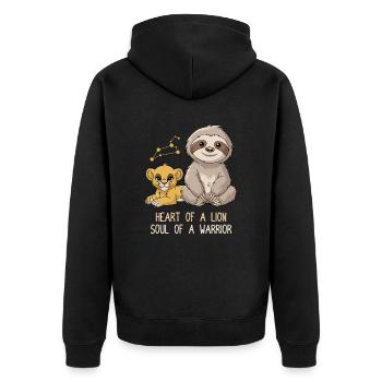 Signe du zodiaque Lion paresseux Cœur d’une âme Lion - Veste à capuche bio Premium Unisexe - noir - Dos - Nico (187cm)