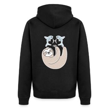 Rêve Poissons Zodiaque Paresseux avec Poisson - Veste à capuche bio Premium Unisexe - noir - Dos - Nico (187cm)
