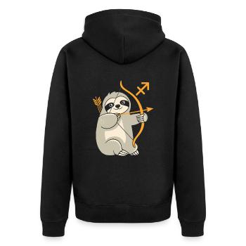Schütze Sternzeichen Faultier Motiv Lustig - Unisex Premium Bio Zip Hoodie - Schwarz - Hinten - Nico (187cm)