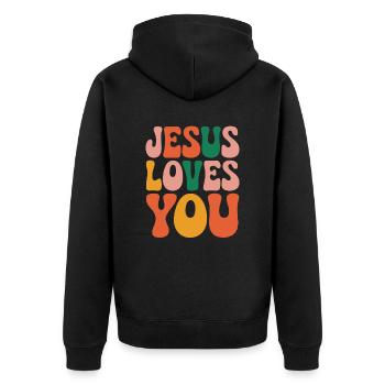 Jésus t’aime en disant chrétien - Veste à capuche bio Premium Unisexe - noir - Dos - Nico (187cm)
