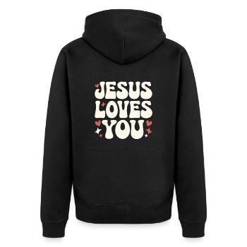 Jésus t’aime en disant chrétien - Veste à capuche bio Premium Unisexe - noir - Dos - Nico (187cm)