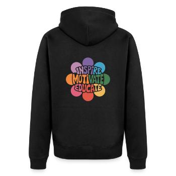 Teachers Inspire Motivate Educate Flower - Unisex Premium Organic Zip Hoodie - black - Back - Nico (187cm)
