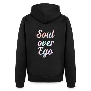 Inspiration: Soul Over Ego Quote - Unisex Premium Organic Zip Hoodie - black - Back - Nico (187cm)