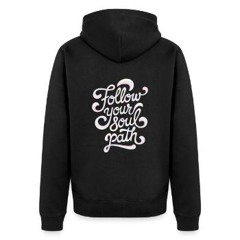 Follow Your Soul Path Inspiring Spirituality - Unisex Premium Organic Zip Hoodie - black - Back - Nico (187cm)