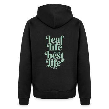 Blatt Leben Ist Das Beste Leben - Vegan - Unisex Premium Bio Zip Hoodie - Schwarz - Hinten - Nico (187cm)