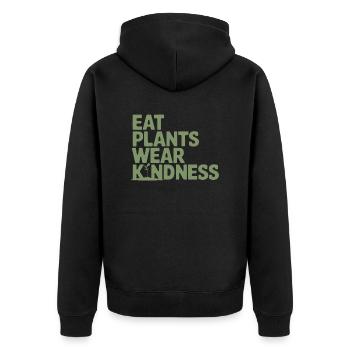 Eat plants Lazy Friendliness Vegan Vegetarian - Unisex Premium Organic Zip Hoodie - black - Back - Nico (187cm)