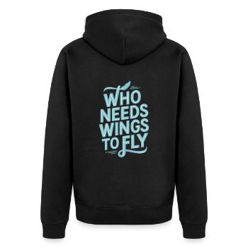Qui a besoin d’ailes pour voler végétalien végétarien - Veste à capuche bio Premium Unisexe - noir - Dos - Nico (187cm)