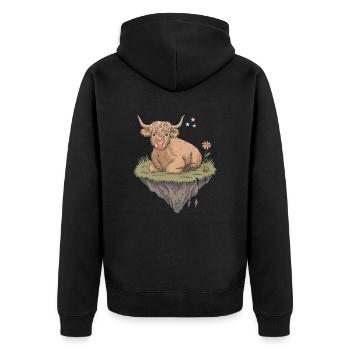 Imaginative escape: Scottish Highland cattle - Unisex Premium Organic Zip Hoodie - black - Back - Nico (187cm)
