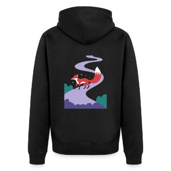 Fox On the Magical Path of Fantasy Escape - Unisex Premium Organic Zip Hoodie - black - Back - Nico (187cm)