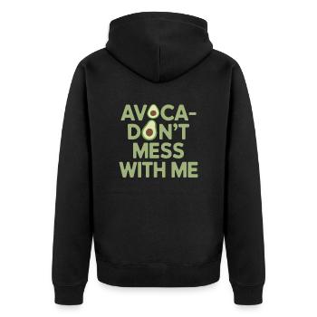 Avocado Vegan Vegetarier Humor - Unisex Premium Bio Zip Hoodie - Schwarz - Hinten - Nico (187cm)