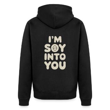 Je suis plein de tofu Amour Végétalien Végétarien - Veste à capuche bio Premium Unisexe - noir - Dos - Nico (187cm)
