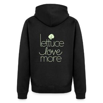 Laitue Amour Plus Végétalien Message Végétarien - Veste à capuche bio Premium Unisexe - noir - Dos - Nico (187cm)