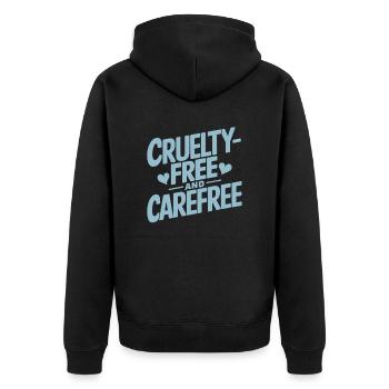 Grausamkeitsfrei Und Sorglos Vegan Vegetarier - Unisex Premium Bio Zip Hoodie - Schwarz - Hinten - Nico (187cm)