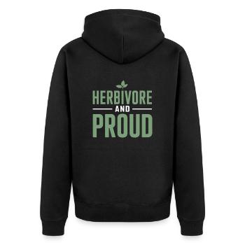 Stolzer Pflanzenfresser: Vegan Und Vegetarisch - Unisex Premium Bio Zip Hoodie - Schwarz - Hinten - Nico (187cm)