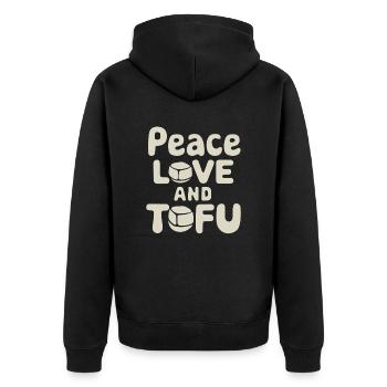 Peace Love et Tofu Végétalien Végétarien - Veste à capuche bio Premium Unisexe - noir - Dos - Nico (187cm)